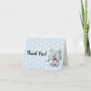 Cute Elephant Boy Baby Shower Thank You Card