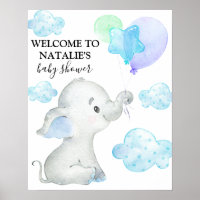 Cute Elephant Boy Baby Shower Welcome