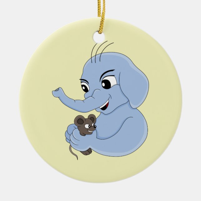 Cute elephant boy cartoon ceramic tree decoration (Front)