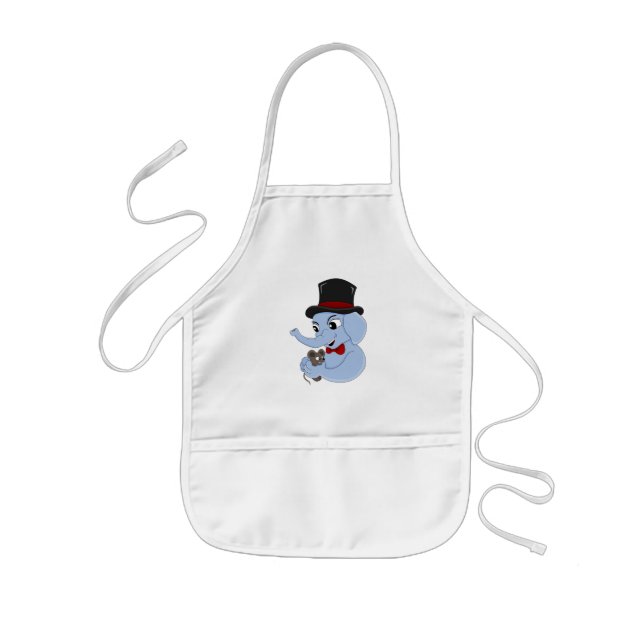 Cute elephant boy cartoon  kids apron (Front)