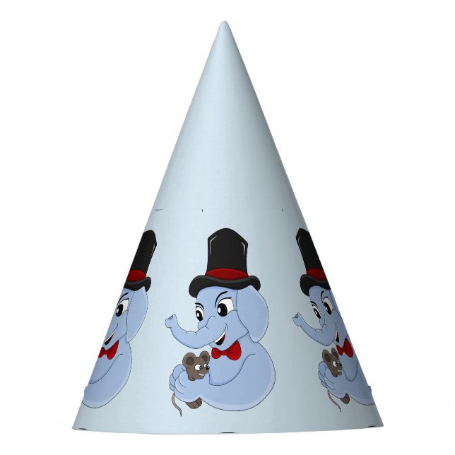Cute elephant boy cartoon party hat (Front)