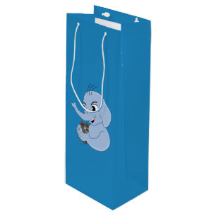 Cute elephant boy cartoon wine gift bag