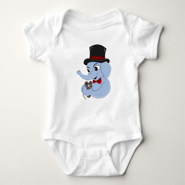 Cute elephant boy cratoon baby bodysuit (Front)