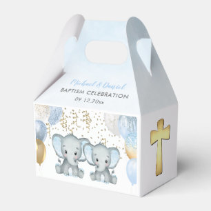 Cute Elephant Boys Balloon Baptism Favour Box