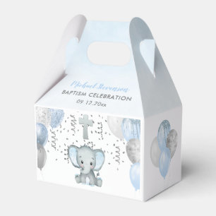 Cute Elephant Boys Balloon Baptism Favour Box