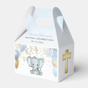 Cute Elephant Boys Balloon Baptism Favour Box