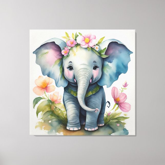 Cute Elephant Canvas Print (Front)