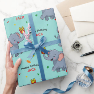 Cute Elephant Carrying Gift Wrapping Paper