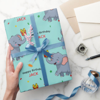 Cute Elephant Carrying Gift Wrapping Paper