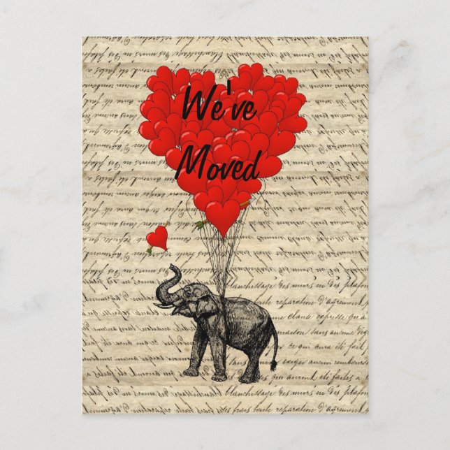 Cute elephant change of address card (Front)