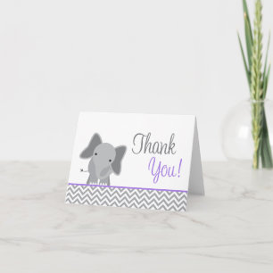 Cute Elephant Chevron Purple Thank You