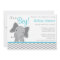 Cute Elephant Chevron Teal Baby Shower Invitation