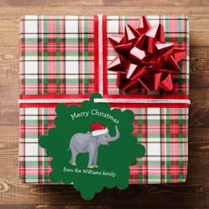 Cute Elephant Christmas Custom Green From Gift Tree Decoration Card