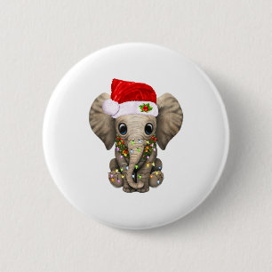 Cute Elephant Christmas Light Funny Elephant Lover 6 Cm Round Badge