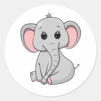 Cute Elephant Classic Round Sticker