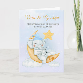 Cute Elephant Congratulations A New Baby Boy Card