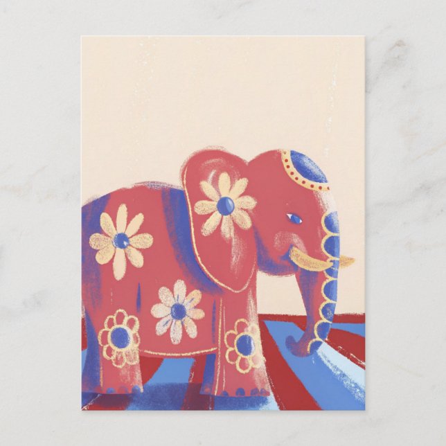 Cute elephant congratulations pastel colours postcard (Front)