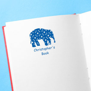 Cute Elephant Crafting Bookplate Rubber Stamp
