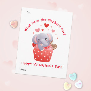 Cute Elephant Cupcake Custom Kids Valentine's Day Holiday Card