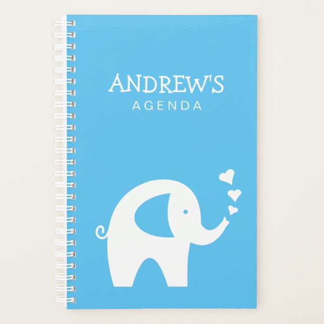 Cute elephant custom baby name agenda planner (Front)