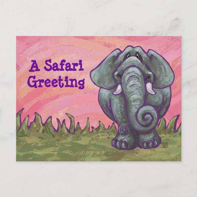 Cute Elephant Customisable Postcard (Front)
