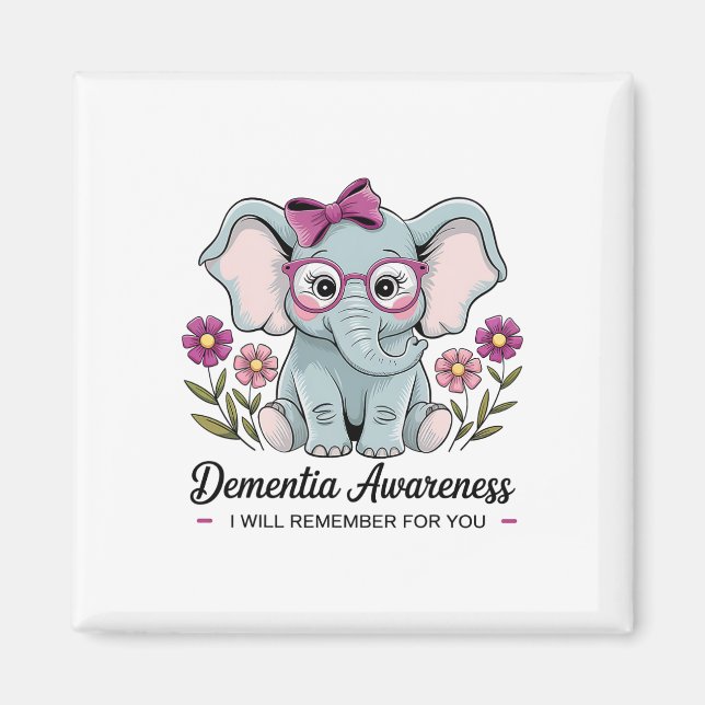 Cute Elephant Dementia Awareness I Remember For Yo Magnet (Front)