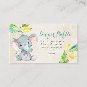 Cute Elephant - Diaper Raffle Card