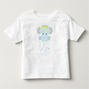 Cute Elephant, Elephant On A Cloud, Crown, Stars Toddler T-Shirt