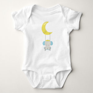 Cute Elephant, Elephant On A Swing, Crown, Moon Baby Bodysuit