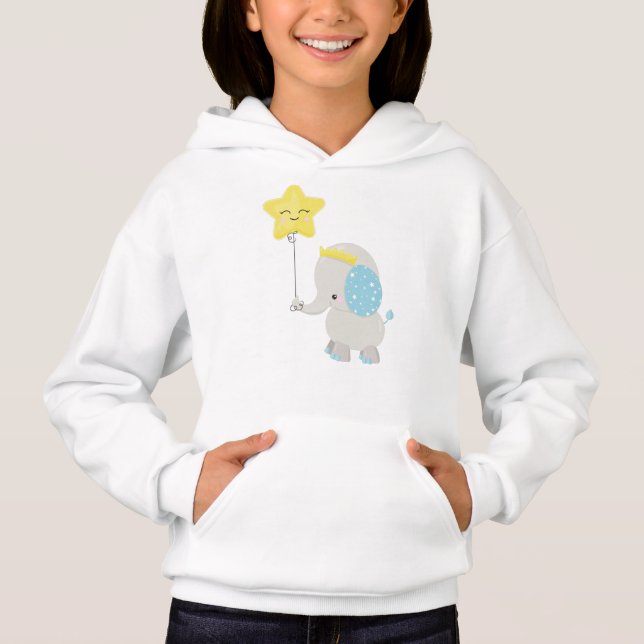 Cute Elephant, Elephant With Balloon, Crown, Star (Front)