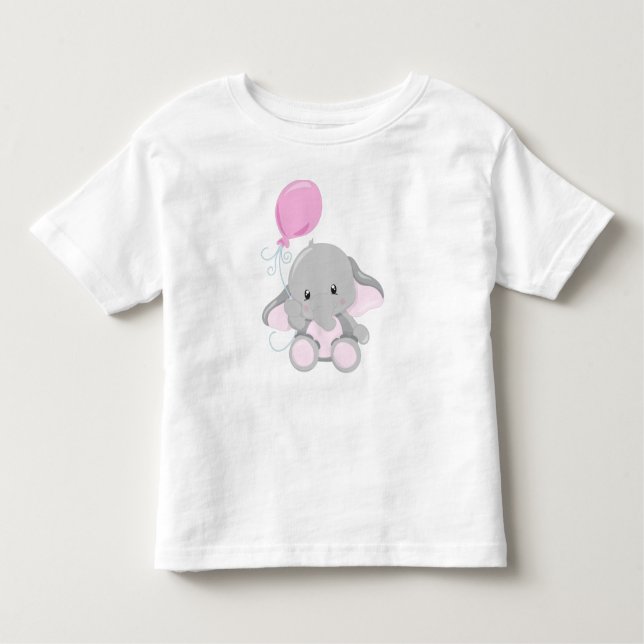 Cute Elephant, Elephant With Balloon Toddler T-Shirt (Front)