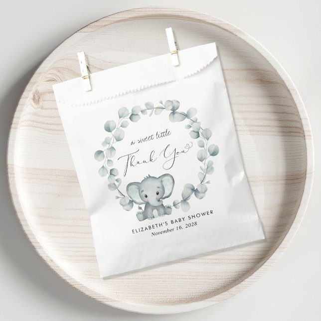 Cute Elephant Eucalyptus Baby Shower Thank You Favour Bags (Creator Uploaded)