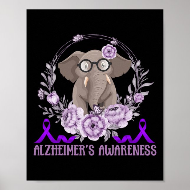 Cute Elephant Family Support Heimerheimer  Poster (Front)