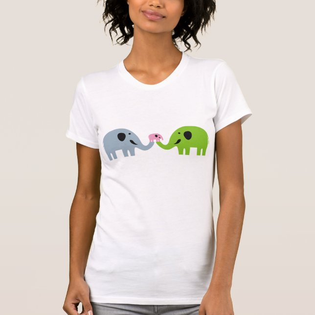 Cute Elephant Family T-shirts (Front)