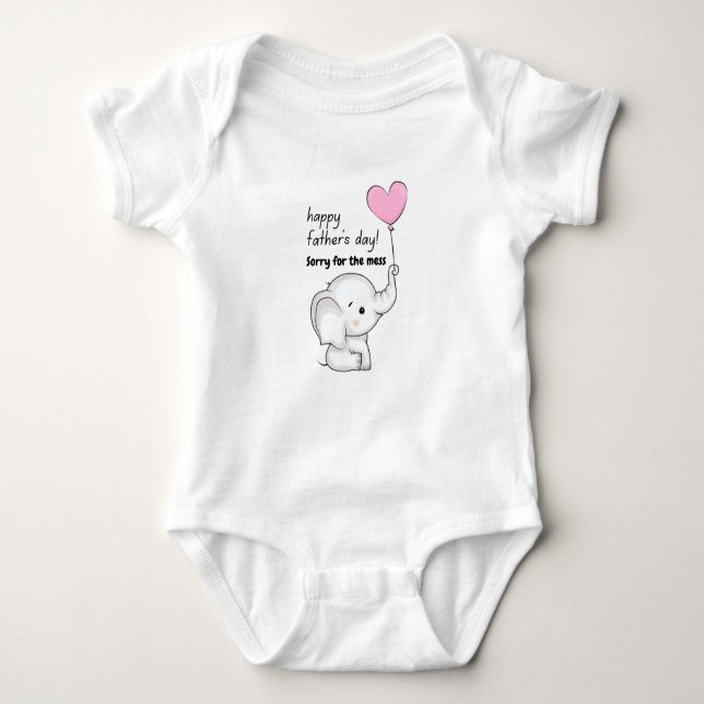 Cute Elephant Father’s Day Baby Outfit Baby Bodysuit (Front)
