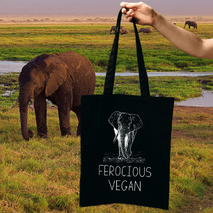 Cute Elephant Ferocious Vegan,    Tote Bag