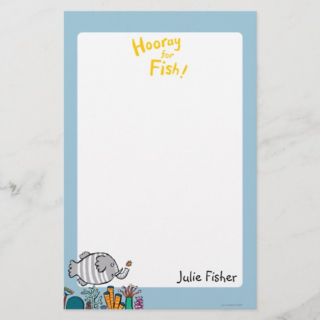 Cute Elephant Fish Scene with Coral Stationery (Front)