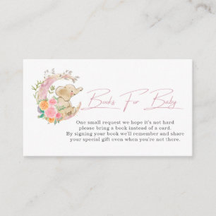Cute Elephant Floral Moon Baby Shower Book Request Enclosure Card