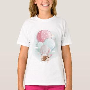 Cute Elephant Flying with Balloons T-Shirt