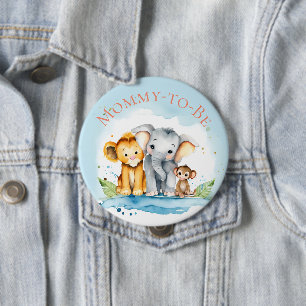 Cute Elephant & Friends Mommy-to-be Baby Shower 10 Cm Round Badge