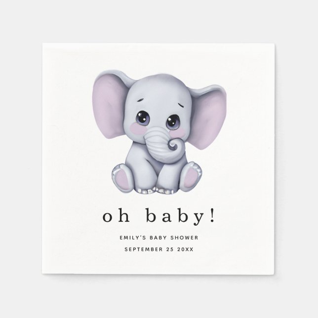 Cute Elephant Gender Neutral Baby Shower Napkin (Front)