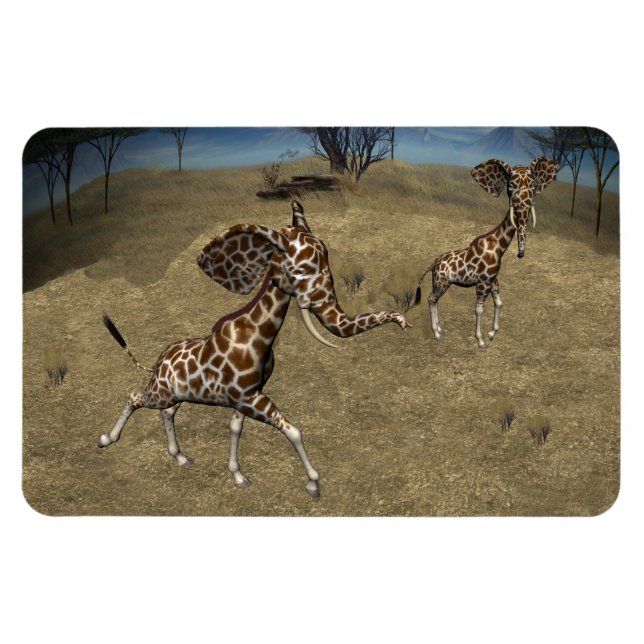 Cute Elephant Giraffes Magnet (Horizontal)