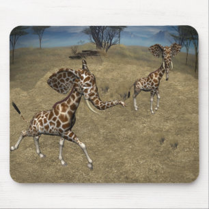 Cute Elephant Giraffes Mouse Pad
