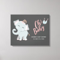 Cute Elephant Girl Baby Shower