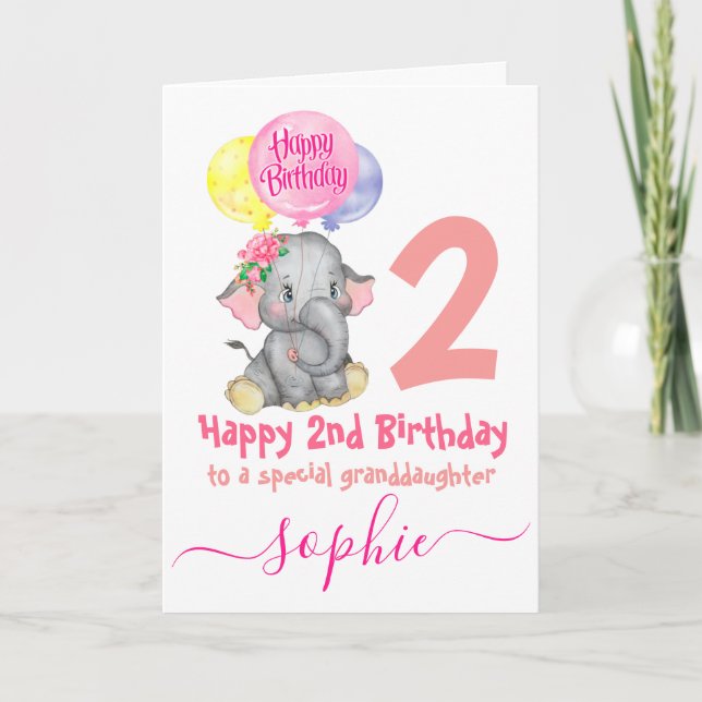 cute elephant girl birthday card (Front)
