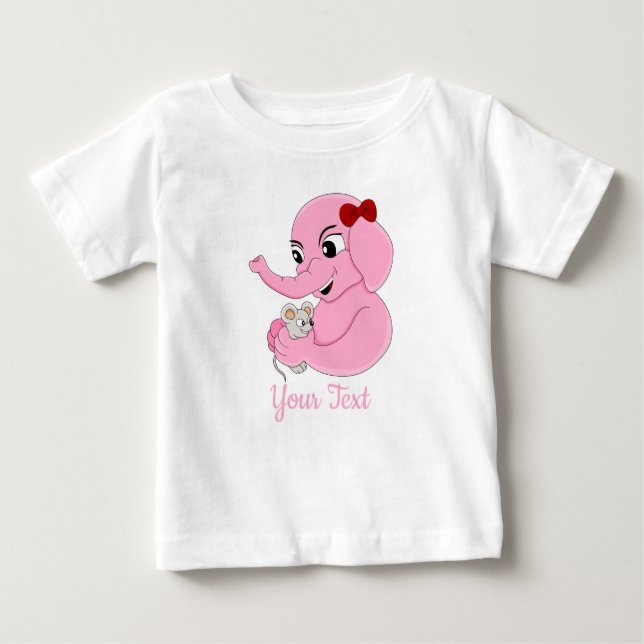 Cute elephant girl cartoon baby T-Shirt (Front)