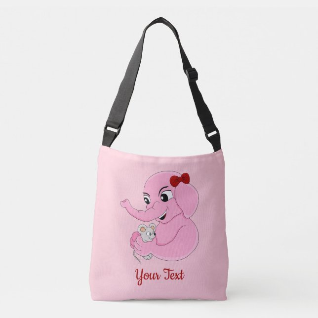 Cute elephant girl cartoon crossbody bag (Front)