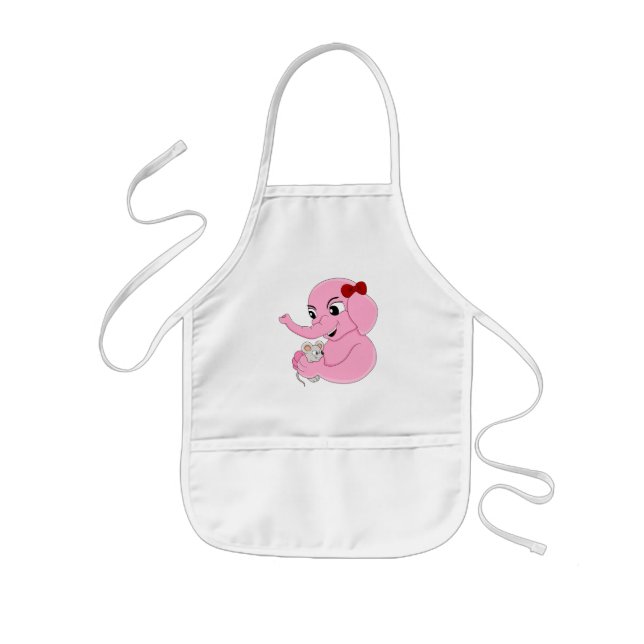 Cute elephant girl cartoon  kids apron (Front)