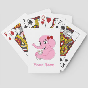 Cute elephant girl cartoon playing cards