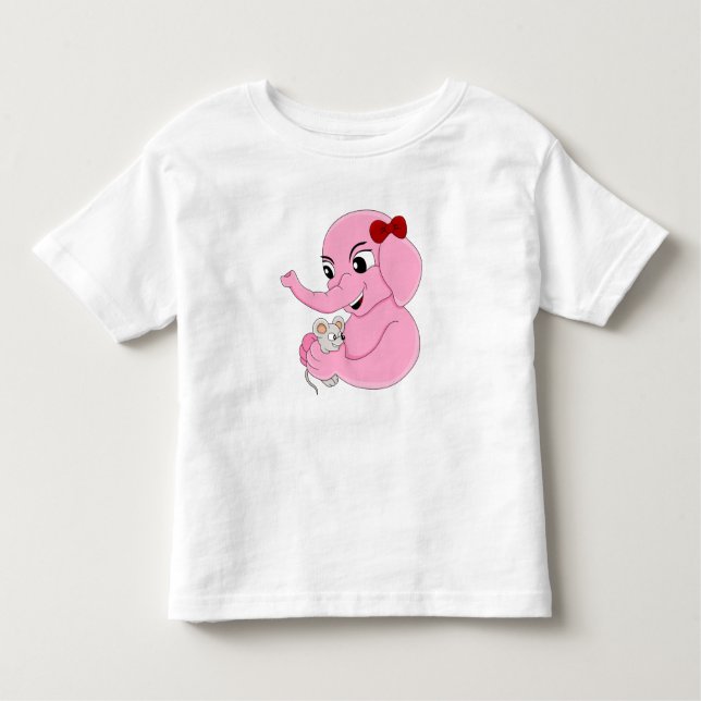 Cute elephant girl cartoon toddler t-shirt (Front)